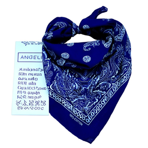 Bandana in cotone Angelina 54x54 cm, foulard quadrato blu con stampa paisley per la testa e il collo - Product Image 2