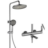 Système de douche et bain en acier inoxydable 304 couleur bronze, avec bec de baignoire, ensemble de douche murale effet pluie et douchette à main