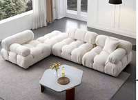 Ensemble de canapés modulaires capitonnés en tissu microfibre de style moderne, rectangulaires, avec pieds en bois massif, meubles de salon