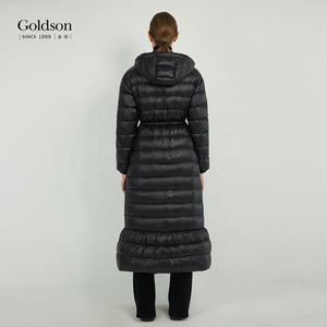 冬のフルスリーブ足首丈ファルバラ裾ロングレディースダウンコート90/10グースダウン - Product Image 6