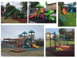 Mich Anti-UV Château Thème Bambin 2 Niveaux Aire De Jeux Extérieure avec Toboggans Différents Net Tunnel D'escalade, panier de Basket - Product Image 4