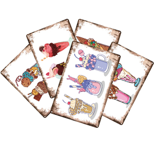 ป้ายโลหะรูปไอศกรีมตามสั่งป้ายดีบุกเก๋ๆโทรมๆตกแต่งผนังร้านอาหารกาแฟป้ายโลหะติดอาหารโปสเตอร์วินเทจเบียร์ - Product Image 2