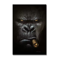 Peintures sur Toile Abstraites Singes et Gorilles Fumeurs, Affiches et Impressions d'Animaux pour Décoration Murale de Salon