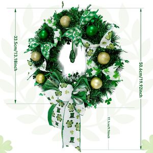 Decoraciones de Corona para el Día de San Patricio Damai, Decoración Artificial de Trébol con Lazos para Puerta Principal, Pared del Hogar, Artículos para Fiestas - Product Image 3