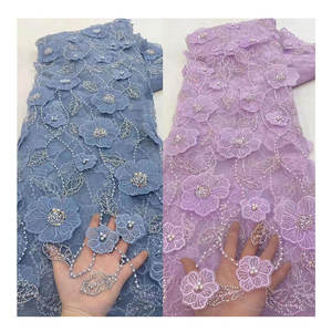 <span class=keywords><strong>Tela</strong></span> de encaje de flores 3D, cuentas de lujo, lentejuelas, vestido de novia, <span class=keywords><strong>tela</strong></span> de encaje, <span class=keywords><strong>tela</strong></span> de encaje francés africano - Product Image 1