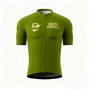 Maillot de cyclisme unisexe professionnel à manches courtes avec accents dorés de luxe et manches en mesh texturé, col montant pour les sorties sur route et l'entraînement en club - Product Image 4