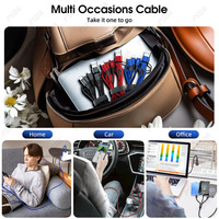 Cable de carga USB múltiple 6 en 1 de 1,2 M, cable trenzado de nailon, USB C/A a tipo C/Adaptador de cargador de sincronización de datos Micro USB para iPhone 15