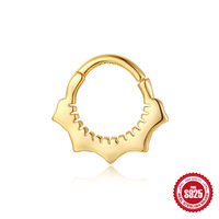 YW 925 perak murni cincin hidung Septum Cicker putih Zirconia Rook Clicker cincin hidung untuk wanita perhiasan tindik halus