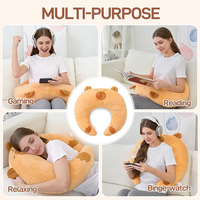 Coussin de jeu en peluche marron mignon en forme de capybara pour lecture sur les genoux ou assis au lit, coussin de soutien doux pour tablette/iPad