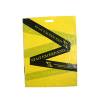 Vente chaude Sac de shopping en plastique transparent jaune refermable Sac en polyéthylène LDPE avec poignée découpée pour l'emballage des vêtements
