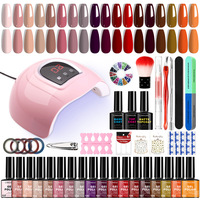 Kit de 44 pièces pour ongles en gel : Formes à ongles, pinceaux, lampe UV, perceuse électrique, ensemble d'outils de manucure. Logo personnalisé, marque privée, OEM, ODM, vente en gros.