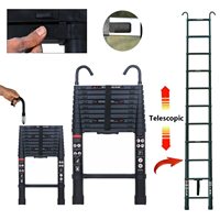 Échelle télescopique en aluminium haut de gamme de 10,5 pieds avec 2 crochets de toit détachables, style moderne, pour usage domestique