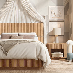 Современная Роскошная детская кровать с деревянным каркасом для кровати для главной спальни, наборы мебели с дубовым изголовьем для хранения - Product Image 1