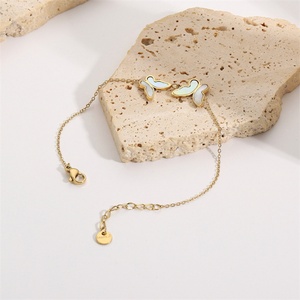 Simple O Link Chain <b>Bracelets</b> Stainless Steel Gold Plated Women butterfly <b>Shell</b> <b>Bracelet</b> Jewelry - Product Image 4