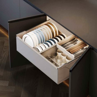 Égouttoir à vaisselle moderne et haut avec porte-assiettes, multifonctionnel et écologique, pour l'organisation des armoires de cuisine (bols et assiettes)