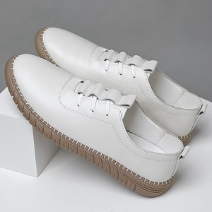 Zapatos Casuales de Hombre Blancos, Sin Cordones, de Piel Vacuna Genuina, Punta Redonda, Suela de Goma Antideslizante, Cómodos para Primavera y Otoño - Product Image 4