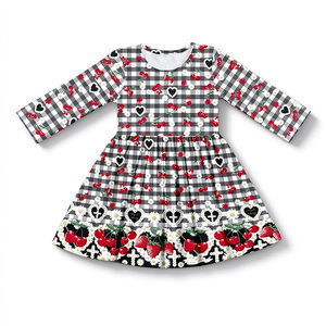 Milk Silk <b>Girls</b> <b>Long</b> Sleeve Twirl <b>Dress</b> Cute Plaid Print Round Neck Swing Skater <b>Dress</b> Kids Casual Princess <b>Dress</b> - Product Image 3