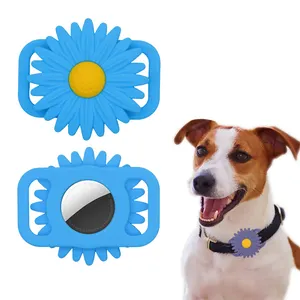 Untuk Airtag casing penutup pelindung lucu bunga matahari silikon hewan peliharaan GPS nirkabel casing pelacak untuk Airtag anjing kerah pemegang