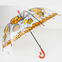 Parapluie publicitaire pour enfants avec logo personnalisé, motif dessin animé mignon, sifflet intégré, design droit, en polyester, pour la rentrée scolaire
