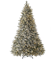 1,2-2,4m Beflockter Künstlicher Weihnachtsbaum mit Warmweißen LED-Lichtern, Schneebedeckt, für Innenräume, Feiertage, Wohnzimmer, Weihnachtsdekoration