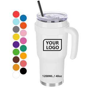 Vente en gros 40oz flacons isolés en acier inoxydable à double paroi gobelet sous vide avec poignée et paille - Product Image 1
