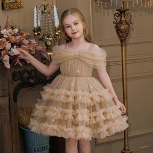 Robe de princesse à volants pour filles, idéale pour anniversaire, fête, spectacle ou soirée, en polyester - Product Image 3