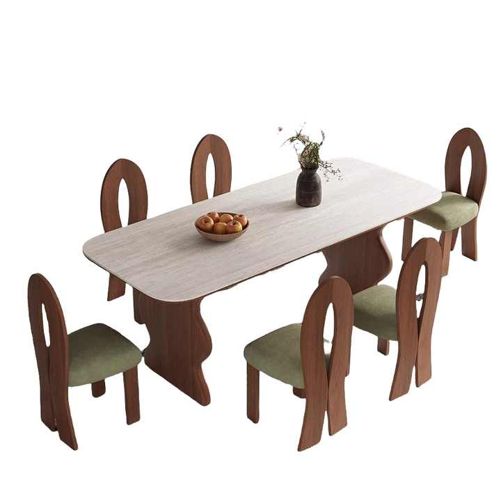 Elegant Modern Luxury Rectangular Dining Table Set Solid Wood Home ...