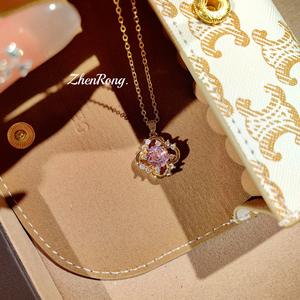 Collar de Cristal Brillante con Pedrería, Joyería Fina de Plata de Ley S925 con Colgante de Circonita Cúbica para Mujer - Product Image 1