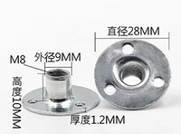 10pcs Carbon Steel Flange Coupling with M6 M8 M10 M12 Thread Zinc Plating Three Hole Lock Nuts Furniture Connector Fastener