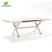 Table de repas extensible de luxe SUNLAND pour l'extérieur, 180-240 cm, avec structure en aluminium et plateau en pierre frittée, pour jardin, fête, café, hôtel