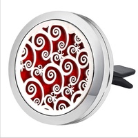 P-97 Nouveau diffuseur de parfum pour voiture en acier inoxydable de 30 mm, diffuseur d'aromathérapie, clip de ventilation en alliage solide avec 1 tampon inclus