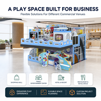 Parc d'attractions intérieur pour enfants à deux étages, clé en main, avec toboggans sur le thème de l'espace, zones d'escalade et jeux interactifs