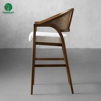 Moontree Furniture Nordic Mid Century Rotin Back Counter Chaises de bar hautes en bois de frêne massif Tabouret de bar pour cuisine restaurant