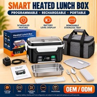 Boîte à lunch chauffante rechargeable avec chauffage programmé, couvercle hermétique et chauffage au graphène pour les déplacements, les trajets domicile-travail et l'utilisation à domicile