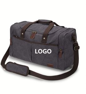 Cotton Canvas Duffel Bag for Travel 45L Weekender Overnight Bag With Shoes Compartment for Men - Product Image 1