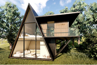 Maison triangulaire préfabriquée de luxe en structure acier JHCE, villa à deux étages, hôtel, véranda