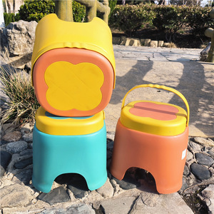 Portable Plastic <b>Stool</b> For Kids Thickened <b>Bathroom</b> <b>Stool</b> Low Chair Mixed Color 22x23.5cm Child Use - Product Image 3