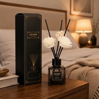 Diffuseur de parfum sans flamme en bâtonnets, 50 ml, bouteille carrée grise, pour chambre et salon, parfum d'ambiance décoratif haut de gamme, vente en gros