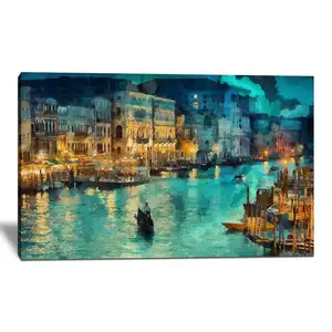 Museum Kwaliteit Impressionistische Venetië Grand Canal Landschap Canvas Olieverfschilderij Zonder Lijst