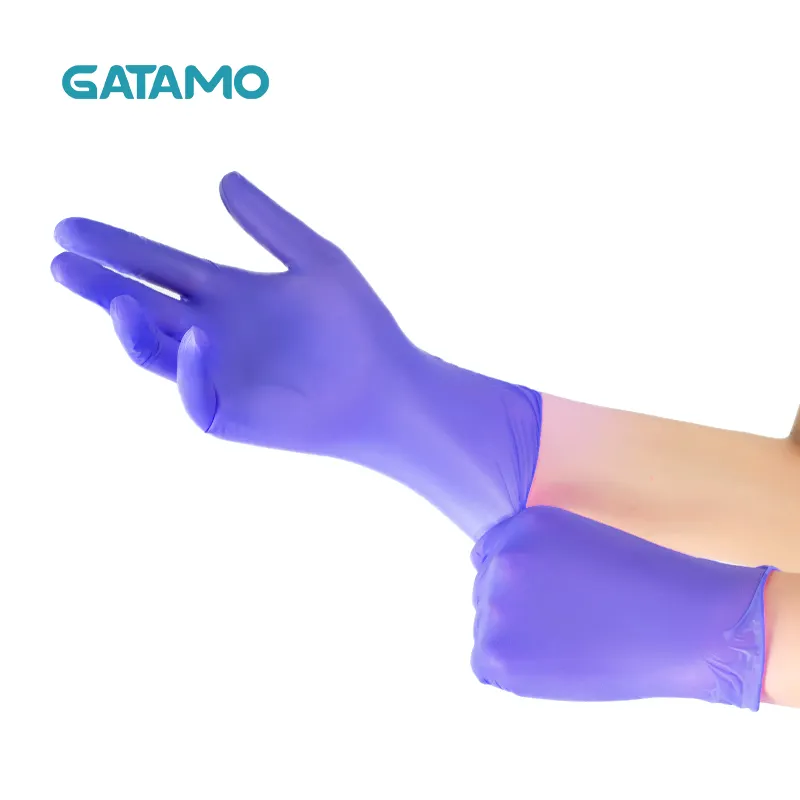 GL124 Manufacturers tattoo beauty salon pink black blue purple Vinyl gloves powder free synthetic nitrile gloves