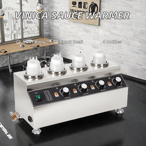 Commercial Stainless Steel 4-Hole Electric <b>Sauce</b> Warmer with Temperature Control for Chocolate and Condiment Heating - Product Image 2