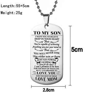 A mi hijo/hija amor mamá colgante de acero inoxidable letra negra collar familiar - Product Image 2