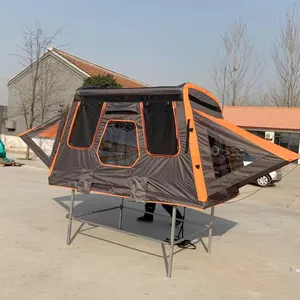 Rooftop Tent Camping 3 Fold Inflatable Rooftop Tent 3-4 Person Camping Truck 8 Lock Roof Top Tent With Annex