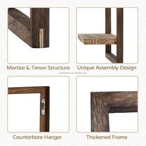 Estantes de <span class=keywords><strong>Pared</strong></span> Art Deco de Madera, Estante Flotante Decorativo, Estantería de Almacenamiento de Cuatro Niveles, Montado en la <span class=keywords><strong>Pared</strong></span>, para Cocina y Baño - Product Image 6