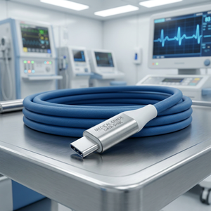 Cabo USB Tipo C Profissional Personalizado de Grau Industrial em TPE, Cabo de Sincronização de Dados e Carregamento Rápido para Instrumentos Médicos 1,5M Azul - Product Image 1