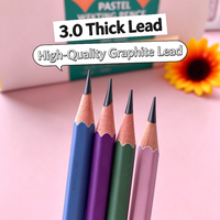 Crayons pastel HB, noyau épais de 3.0mm, avec gomme et stylo à gomme, pour enfants, fournitures d'écriture et scolaires, 24 pièces