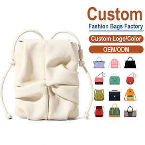 New Arrival Creative Pleated Mini Crossbody Bag <b>Soft</b> Genuine <b>Leather</b> Wrinkled Shoulder <b>Purse</b> Classic Minimalist Daily Handbag - Product Image 1