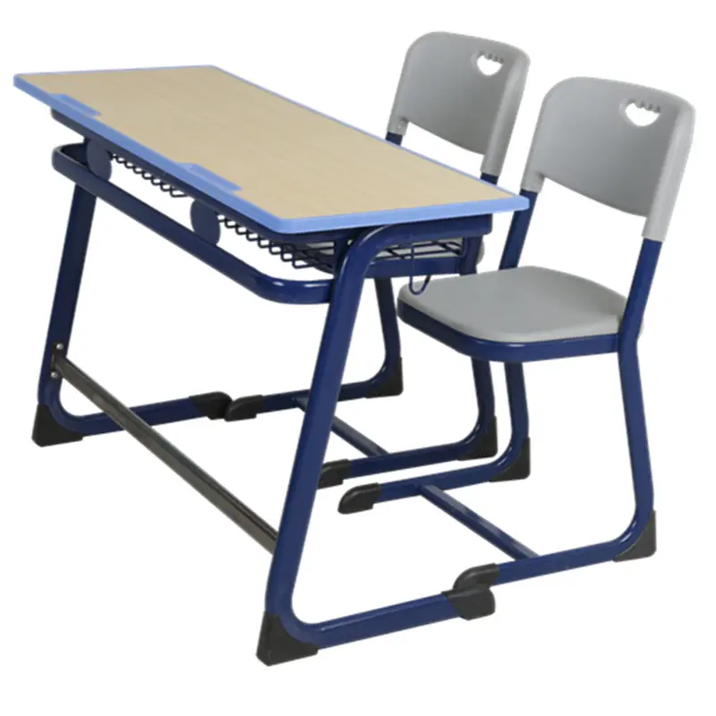 Muebles educativos para escuela, escritorio doble y silla