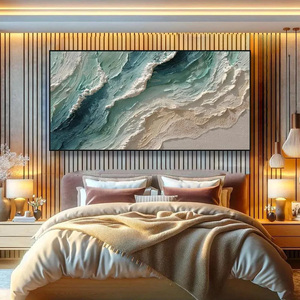 Ocean's Breath Textured Wabi Sabi Coastal Seascape Oil Painting Commercial <b>Framed</b> Neutral House Handmade <b>Canvas</b> Wall Art - Product Image 6