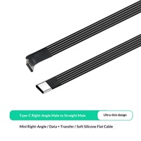 Câble en silicone plat Type-C avec coudes à 90 degrés sur tous les côtés, courte longueur, prenant en charge la transmission de données 2.0 et la charge rapide 66W